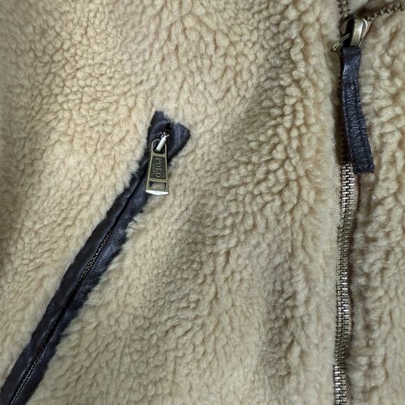 NWT Polo Ralph Lauren Sherpa Camel Leather Jacket Women’s Plus Size 2X XXL - Picture 2 of 10